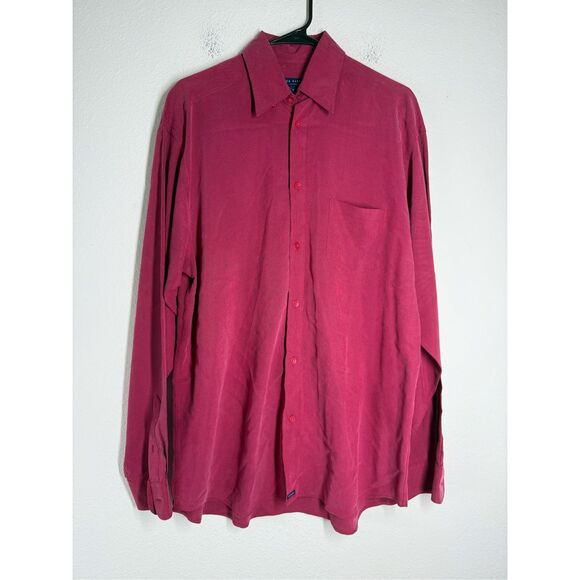 Ted Baker London Soft Polyamide Blend Burgundy Button Up Shirt Mens Size 3 - Picture 1 of 11